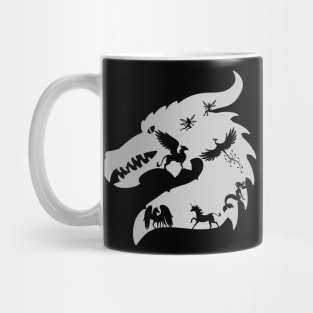 Mythical Creatures In A Dragon Silhouette Light Mug